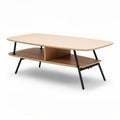 Table basse en bois naturel avec étagère de rangement 120 x 60 x 40cm