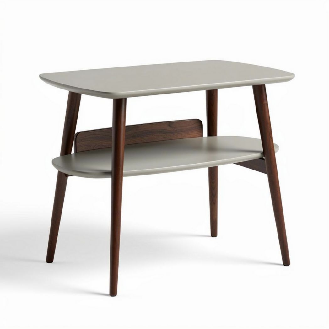 Table basse en bois et métal avec étagère 60 x 40 x 45cm couleur grise