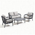 Canapé de jardin en métal noir avec coussins gris 200 x 100 x 80cm