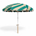 Parasol de plage rayé beige et vert en polyester 200 x 200 x 250cm