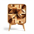 Buffet en bois en patchwork avec pieds en bois et portes à deux battants 80 x 50 x 100cm