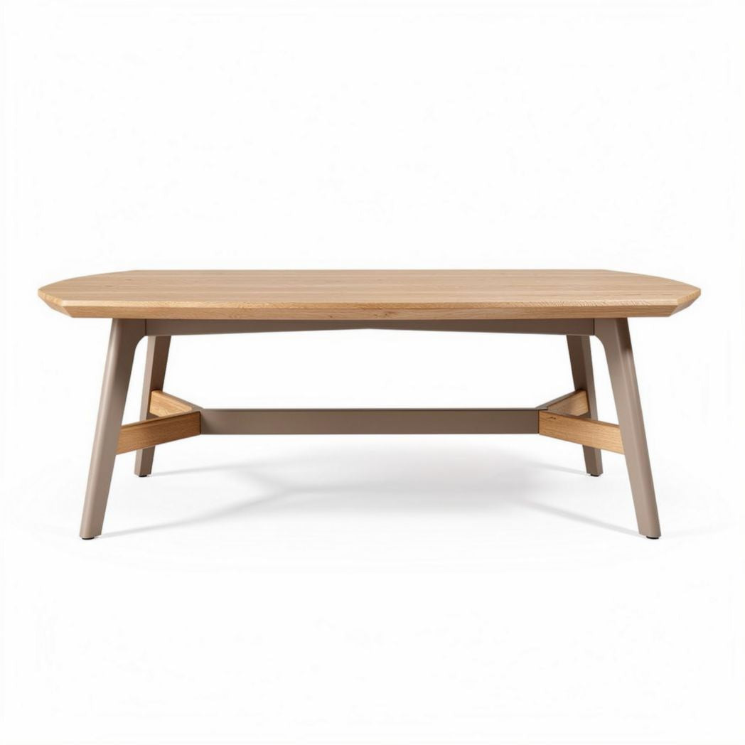 Table basse en bois de hêtre 120 x 60 x 45 cm pour salon contemporain