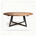 Table ronde en bois de acacia avec pieds en métal noir 150 x 150 x 75cm