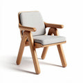 Chaise en bois avec accoudoirs et coussin en tissu gris 60 x 60 x 75cm