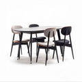 Table rectangulaire en bois avec quatre chaises rembourrées noir et gris 150 x 80 x 75cm