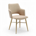 Chaise en tissu beige avec accoudoirs et structure en métal doré 50 x 50 x 80cm